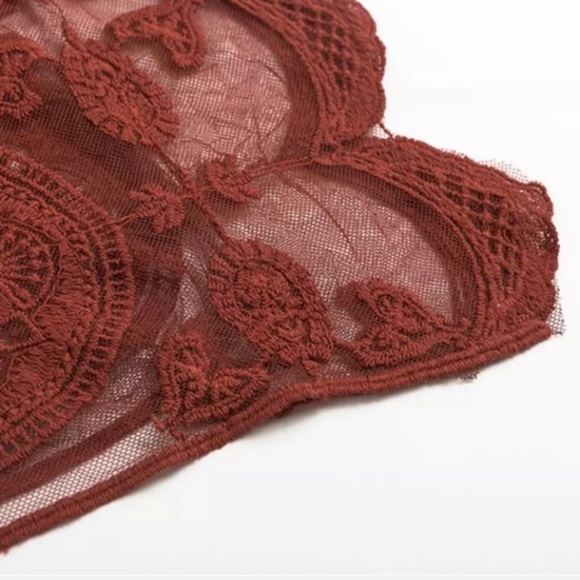 SOLD OUT Bohemian Rust Scalloped Lace Embroidered Cover Up - Picture 8 of 8